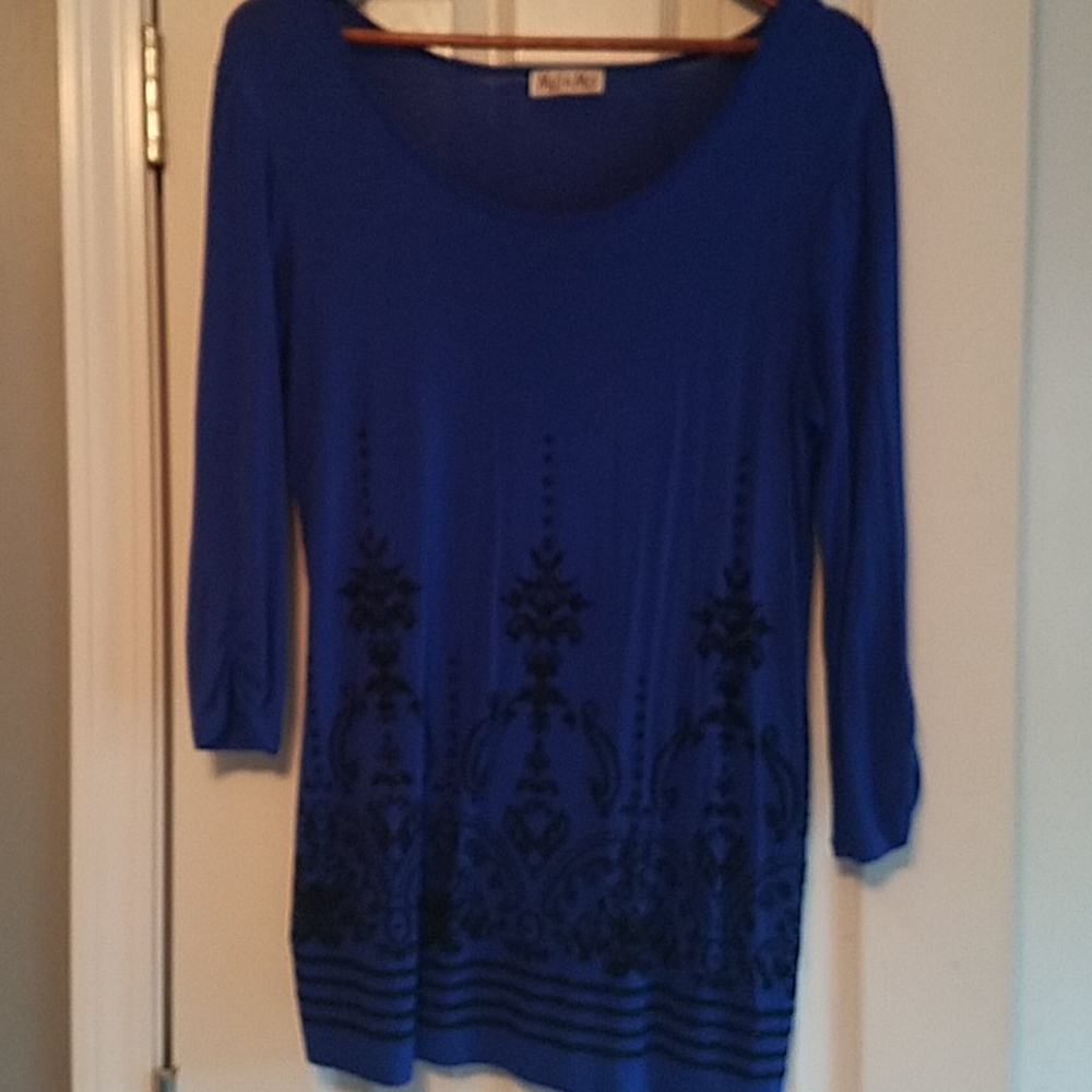 Blue dress with beaded embroidery